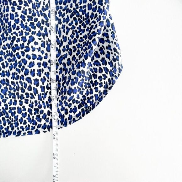 Juicy Couture Blouse Blue Black Leopard Women's M Button Up Long Sleeve Top - Picture 8 of 9